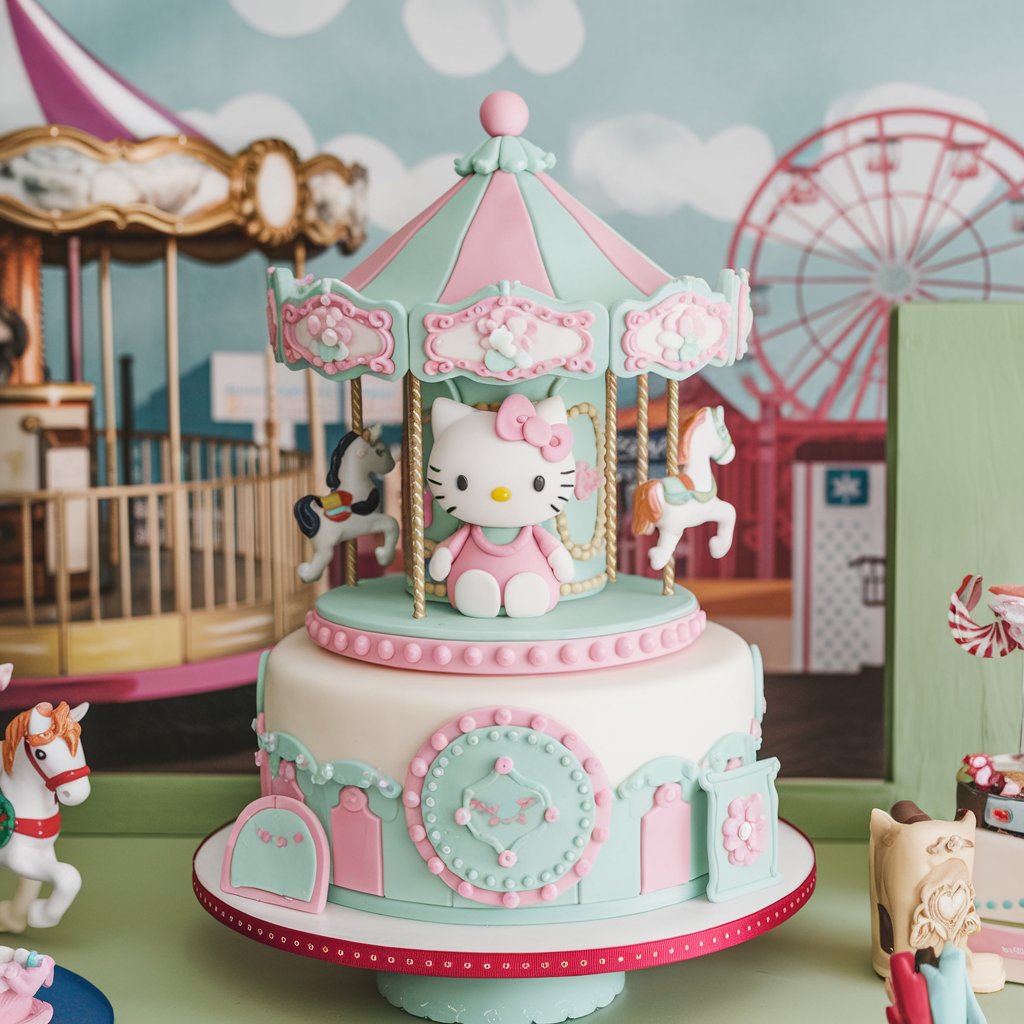 hello kitty carousel cake