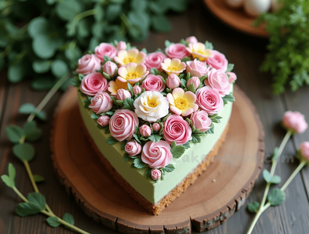 floral heart cake
