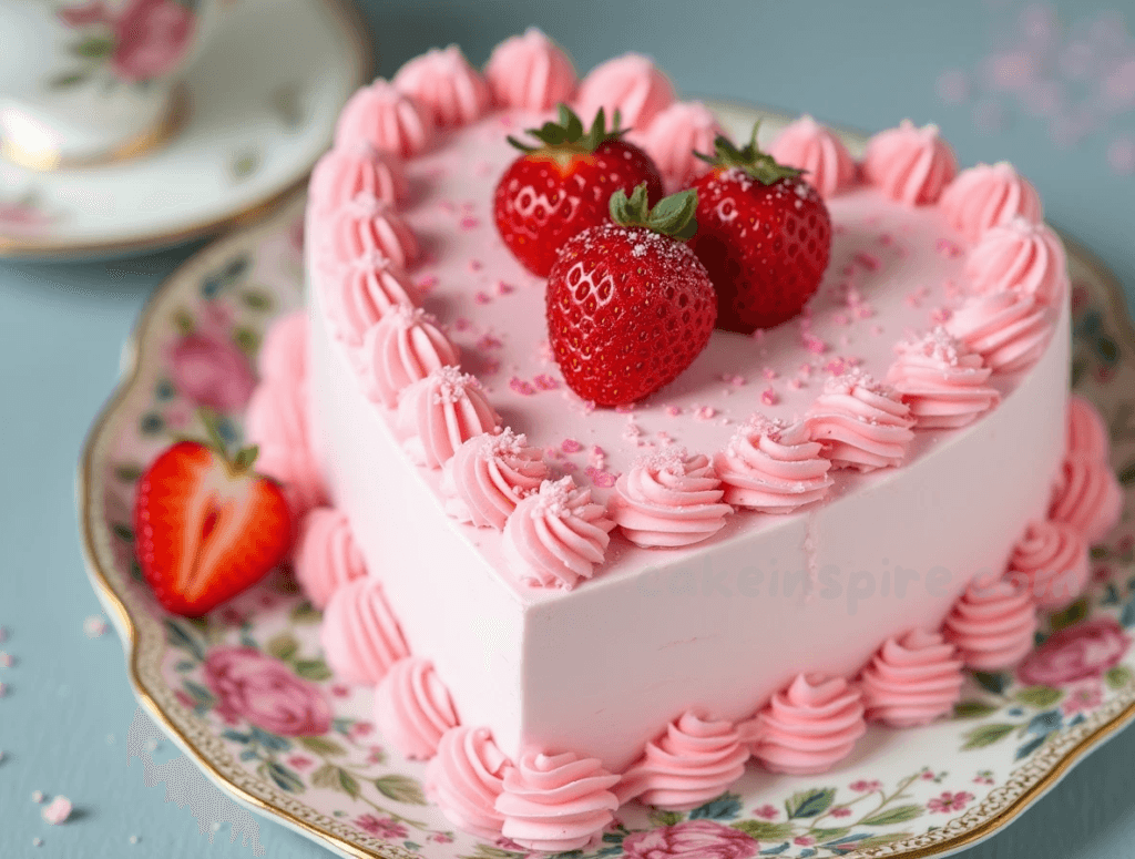 Strawberry heart Cake